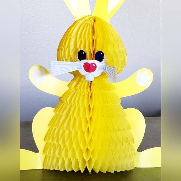 Vintage Honeycomb Accordian Easter Rabbit Decor - Rare! - Picture 8 of 8